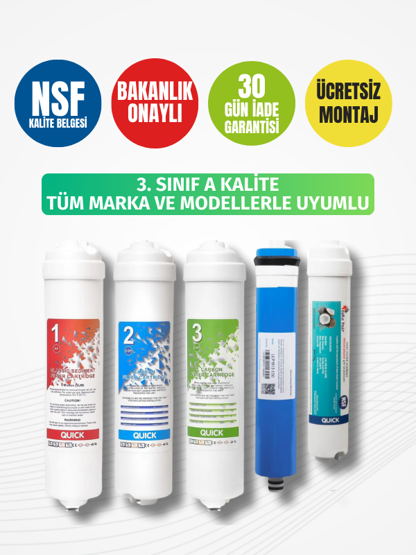 3. Sınıf A Kalite 5li Su Arıtma Filtresi Seti